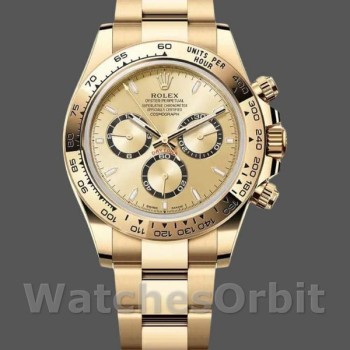 Replica Uomo Rolex Cosmograph Daytona 126508 40MM Oro giallo con quadrante verde Champagne