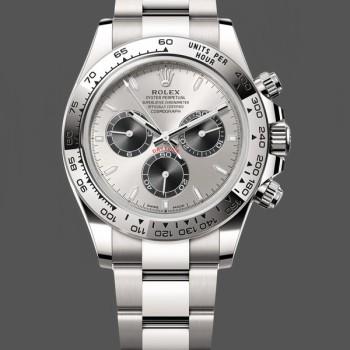 Replica Rolex Cosmograph Daytona-126509 0003 da uomo, 40 mm, quadrante argento, argento e nero