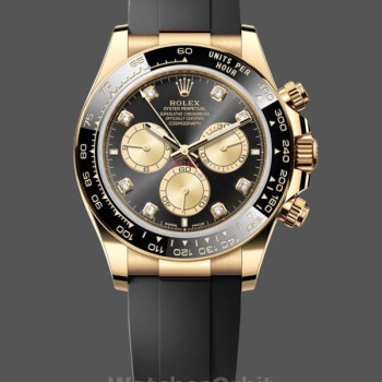 Replica Rolex Cosmograph Daytona 40-m126518LN 0006, Oro giallo, Gomma nera, Quadrante nero, Uomo