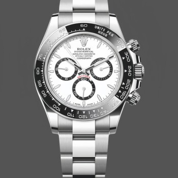 Replica Rolex Cosmograph Daytona 40MM Oystersteel Uomo M126500LN - Quadrante nero classico Bianco
