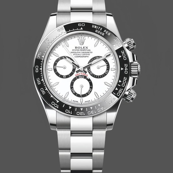 Replica Rolex Cosmograph Daytona 40MM Oystersteel Uomo M126500LN - Quadrante nero classico Bianco
