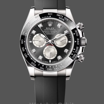 Replica Rolex Cosmograph Daytona-126519LN 0004, oro bianco, acciaio nero brillante, quadrante con diamanti, nero, uomo