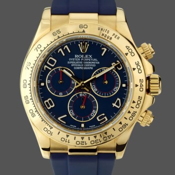 Replica Rolex Cosmograph Daytona da uomo in oro giallo con quadrante blu 116518 Quadrante blu