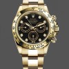 Replica Rolex Daytona-116508 da uomo, 40 mm, oro giallo, quadrante nero con diamanti, Nero da Uomo