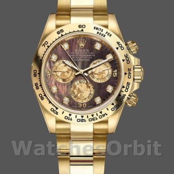 Replica Rolex Daytona-116508 da uomo, 40 mm, oro giallo, quadrante nero MOP, Uomo MOP