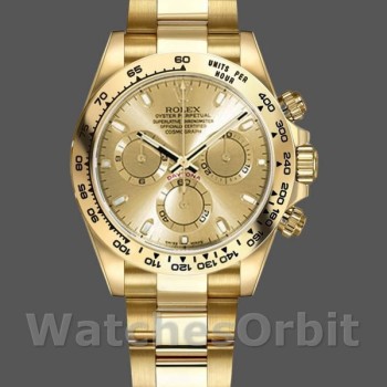 Replica Rolex Daytona-116508 da uomo, 40 mm, oro giallo, quadrante champagne, Champagne da uomo