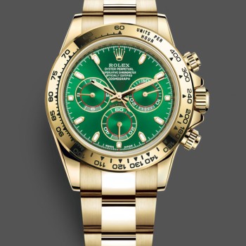 Replica Rolex Daytona-116508 da uomo, 40 mm, oro giallo, quadrante verde, verde da uomo