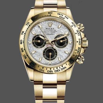 Replica Rolex Daytona-116508 da uomo, 40 mm, oro giallo, quadrante grigio meteorite, Uomo, grigio meteorite