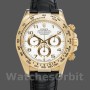 Replica Rolex Daytona 40mm Uomo-116518-Cinturino in pelle nera-Componente bianco Bianco