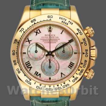 Replica Rolex Daytona 40mm Uomo-116518-Cinturino in pelle blu-Contatore MOP MOP