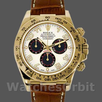 Replica Rolex Daytona 40mm Uomo-116518-Comparatore avorio-Cinturino in pelle marrone Avorio
