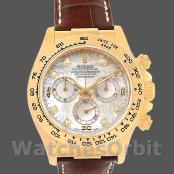 Replica Rolex Daytona 40mm Uomo-116518-MOP Quadrante diamantato-Cinturino in pelle marrone MOP Diamond