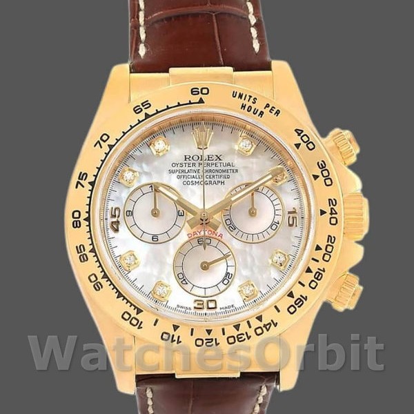 Replica Rolex Daytona 40mm Uomo-116518-MOP Quadrante diamantato-Cinturino in pelle marrone MOP Diamond