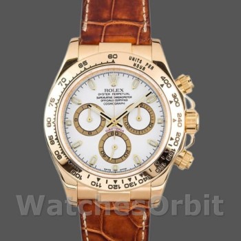 Replica Rolex Daytona 40 mm Uomo-116518-Oro giallo-Automatico-Comparatore bianco Bianco