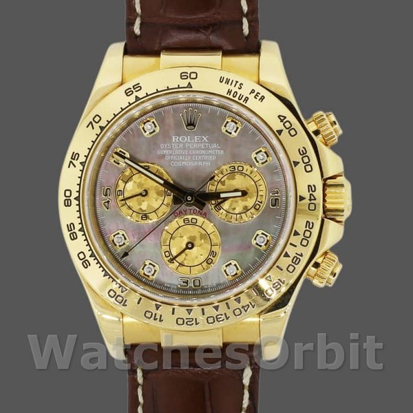 Replica Rolex Daytona 40mm Uomo-116518-Oro giallo-MOP scuro-Diamanti Quadrante Lusso