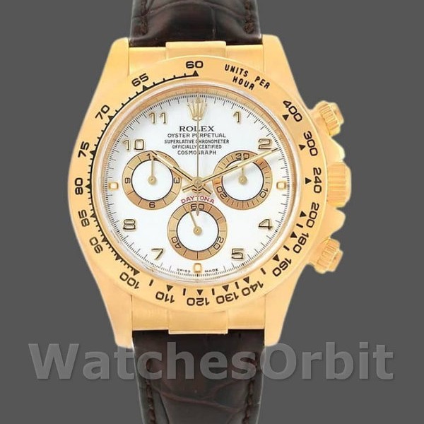Replica Rolex Daytona 40mm Uomo-116518-Oro giallo-Comparatore bianco Bianco