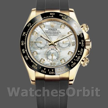 Replica Rolex Daytona 40 mm Uomo-116518LN-Cinturino in gomma-MOP Quadrante in diamante MOP Diamante