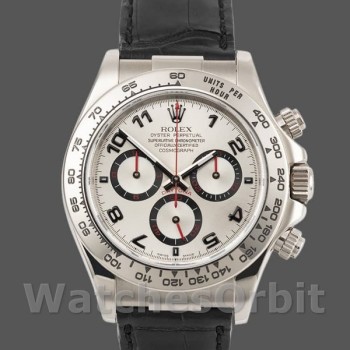 Replica Rolex Daytona 40mm Uomo-116519-Cinturino in pelle di alligatore nero-Comparatore argento Argento