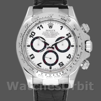 Replica Rolex Daytona 40 mm Uomo-116519-Cinturino in pelle di alligatore nero-Comparatore bianco Bianco