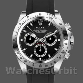 Replica Rolex Daytona 40mm Uomo-116519-Calrante nero-Cinturino in gomma nera Nero<br />