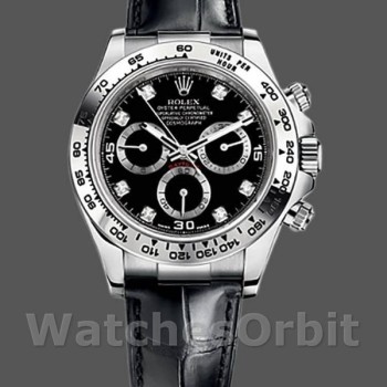 Replica Rolex Daytona 40mm Uomo-116519-Calendario nero con diamanti neri Diamanti neri<br />