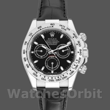 Replica Rolex Daytona 40 mm Uomo-116519-Cinturino in pelle nera-Comparatore nero Nero<br />