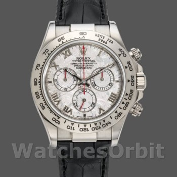 Replica Rolex Daytona 40mm Uomo-116519-Cinturino in pelle nera-Calendario meteorite Meteorite