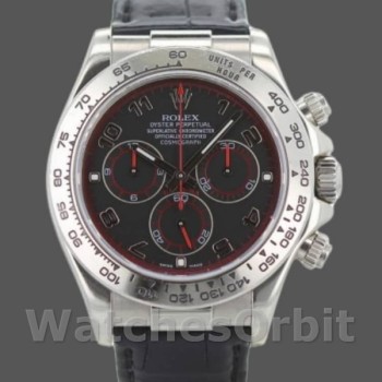 Replica Rolex Daytona 40mm Uomo-116519-Calrante nero da corsa-Cinturino in pelle Nero<br />