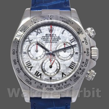 Replica Rolex Daytona 40 mm Uomo-116519-Cinturino in pelle blu-Comparto meteorite Meteorite