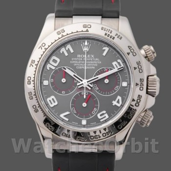 Replica Rolex Daytona 40mm Uomo-116519-Calrante grigio-Chiave di gomma neraCinturino grigio