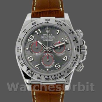 Replica Rolex Daytona 40 mm Uomo-116519-Calrante grigio-Cinturino in pelle marrone Grigio<br />