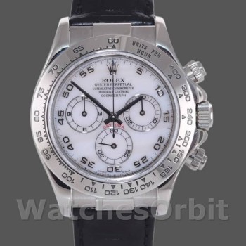 Replica Rolex Daytona 40mm Uomo-116519-Madreperla-Componente arabo Bianco