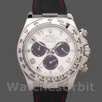 Replica Rolex Daytona 40mm Uomo-116519-Panda Quadrante Nero-Cinturino in gomma Bianco