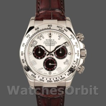 Replica Rolex Daytona 40mm Uomo-116519-Panda Quadrante-Calzino in pelle color cioccolato Bianco