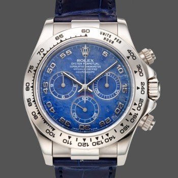 Replica Rolex Daytona 40mm Uomo-116519-Calendario arabo in alligatore blu-Calendario arabo in pelle di alligatore blu
