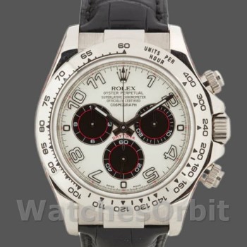 Replica Rolex Daytona 40mm Uomo-116519-Calrante bianco-Occhi neri Bianco