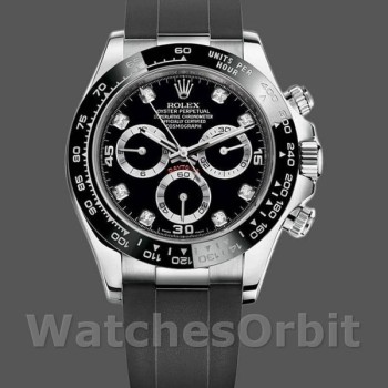 Replica Rolex Daytona 40mm Uomo-116519-Oro bianco-Automatico-Comparatore nero-Diamanti neri Diamanti neri