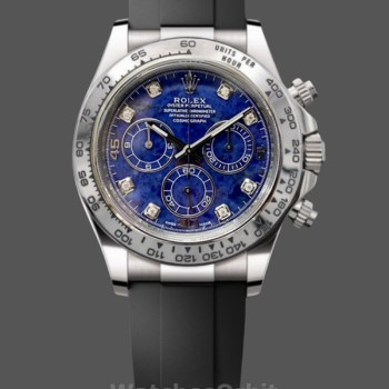 Replica Rolex Daytona 116519 Uomo Oro bianco con disco di granato blu e indici di diamanti Quadrante blu