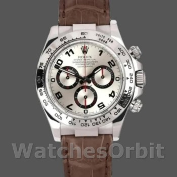 Replica Rolex Daytona 40mm Uomo-116519-Dal quadrante oro bianco-corsa-cinturino in pelle marrone Racing