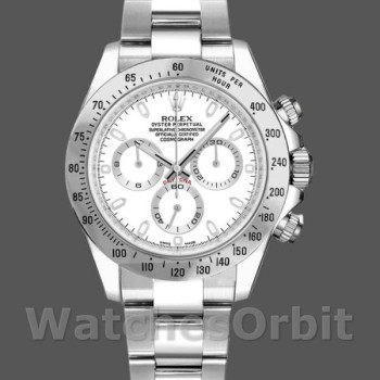 Replica Rolex Daytona-116520 da uomo, 40 mm, cassa in acciaio, quadrante bianco, bianco da uomo