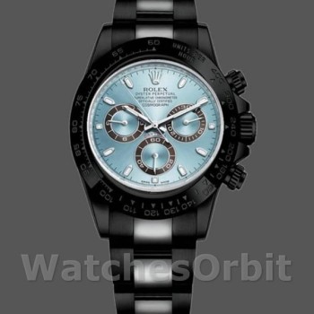 Replica Rolex Daytona 40mm Uomo-116523-Acciao inossidabile rivestito in PVD/DLC nero-Blu ghiaccio
