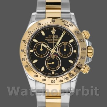 Replica Rolex Daytona 40 mm Uomo-116523-Acciaio inossidabile-Comparto nero Nero
