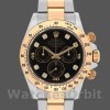 Replica Rolex Daytona 40 mm Uomo-116523-Acciaio inossidabile-Contatore nero con diamanti Nero