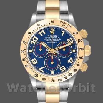 Replica Rolex Daytona 40 mm Uomo-116523-Acciaio e oro giallo-Comparto blu da corsa Blu