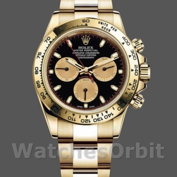 Replica Rolex Daytona 40mm Uomo-116528-Oro giallo-Nero Quadrante Paul Newman Nero