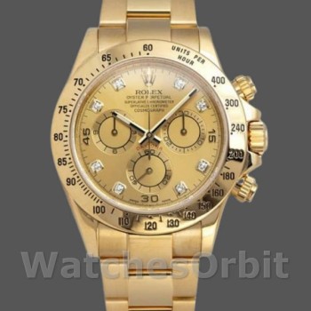 Replica Rolex Daytona 40mm Uomo-116528-Oro giallo-Champagne Quadrante diamante Champagne