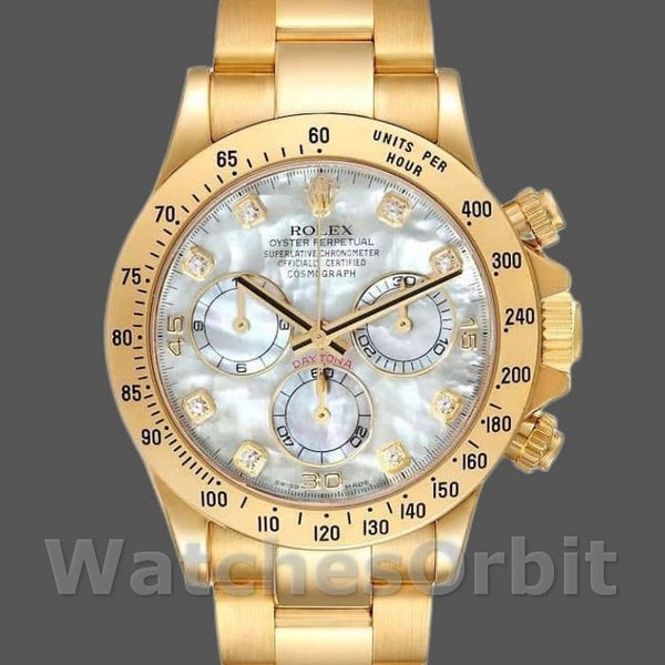 Replica Rolex Daytona 40mm Uomo-116528-Oro giallo-MOP-Diamante Quadrante MOP