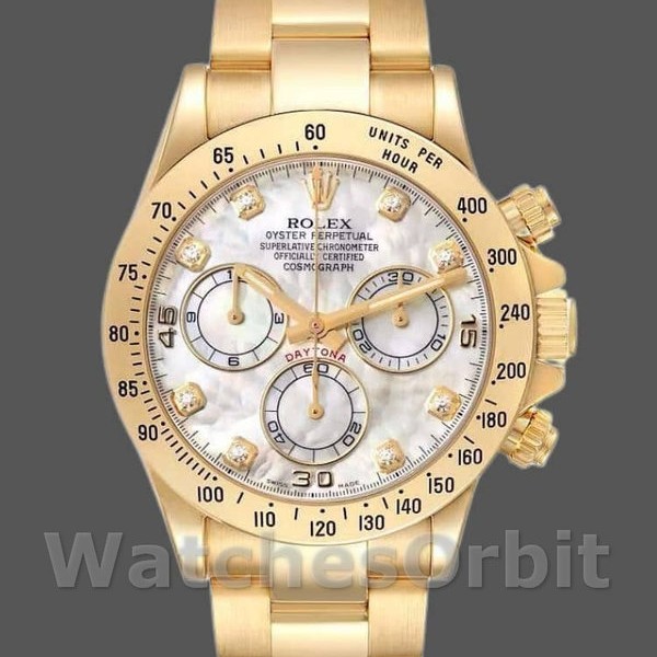 Replica Rolex Daytona 40mm Uomo-116528-Oro giallo-MOP-Diamante Quadrante MOP