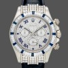Replica Rolex Daytona 40mm Uomo-116599-Pave Diamond Dial-Blue Leather Strap Blu