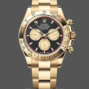 Replica Rolex Daytona-126508 0002 da uomo, bicolore, quadrante nero, nero